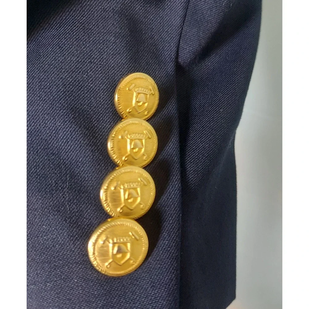 Ralph Lauren Navy Blue Wool Blazer Gold Buttons Mens Size 42 Long‎